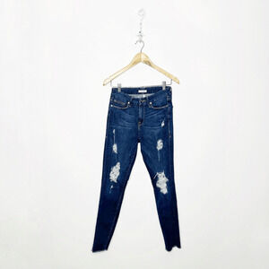 GOOD AMERICAN Good Legs High Rise Distressed Skinny Jeans blue GAGLRE899 2 26